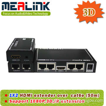 1X2 HDMI Extender Over Single Cat5e/6, Support IR Extension, 3D (YLE0102)